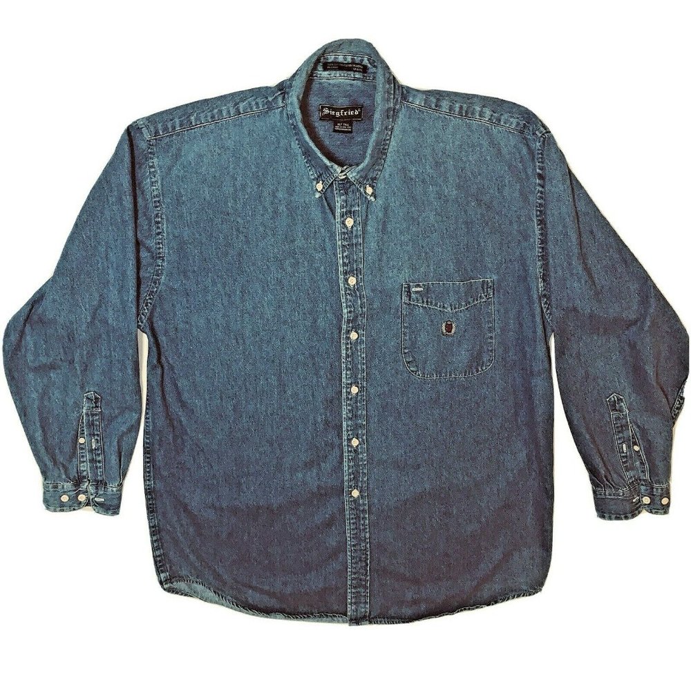 XLT Mens Siegfried Button Down Collar Denim Blue S